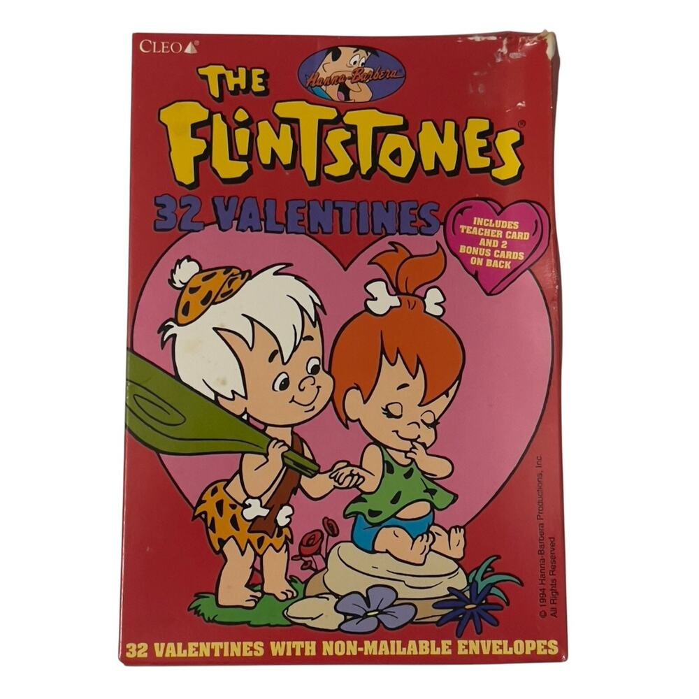 Vintage 1994 Valentine Cards 32 Flintstones with Envelopes Cleo New Old Stock